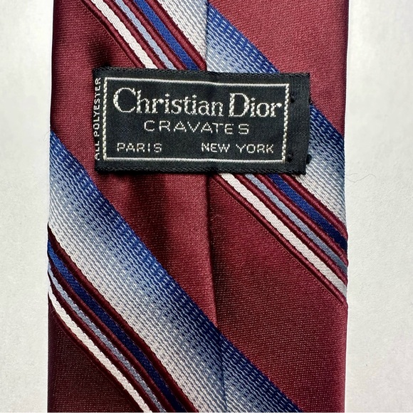 Vintage Christian Dior Cravates Classic Striped Polyester Tie - Picture 2 of 5